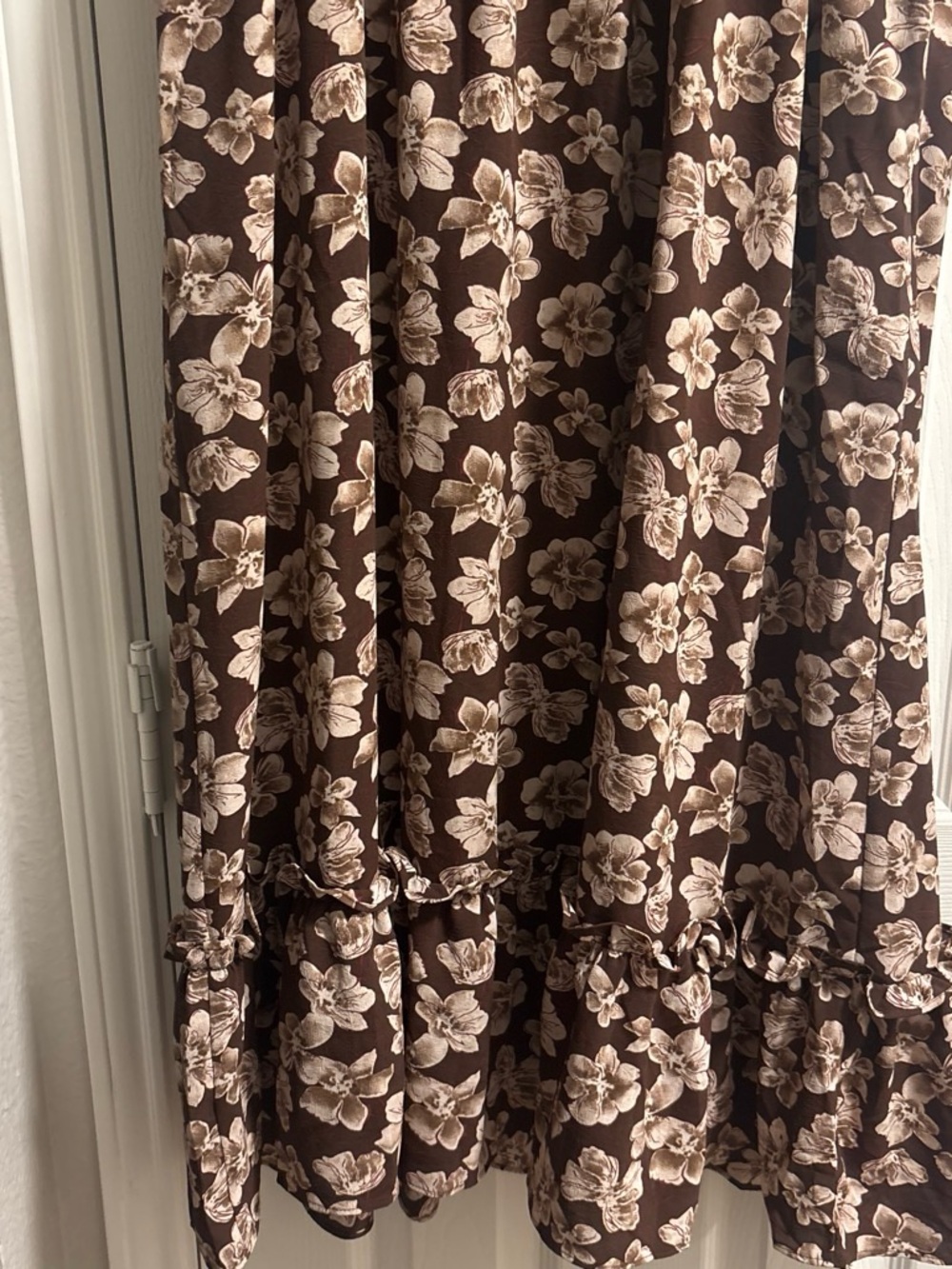 English Factory chocolate brown midi dress pattern Size Large - Picture 3 of 5